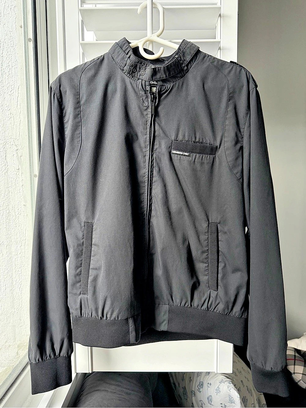 Members Only Men's Black Racer Bomber Jacket Size M